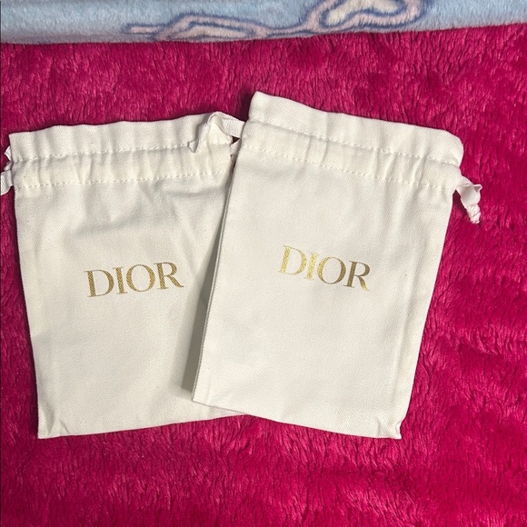 Dior Cream and Gold Logo Pouches - Picture 1 of 1